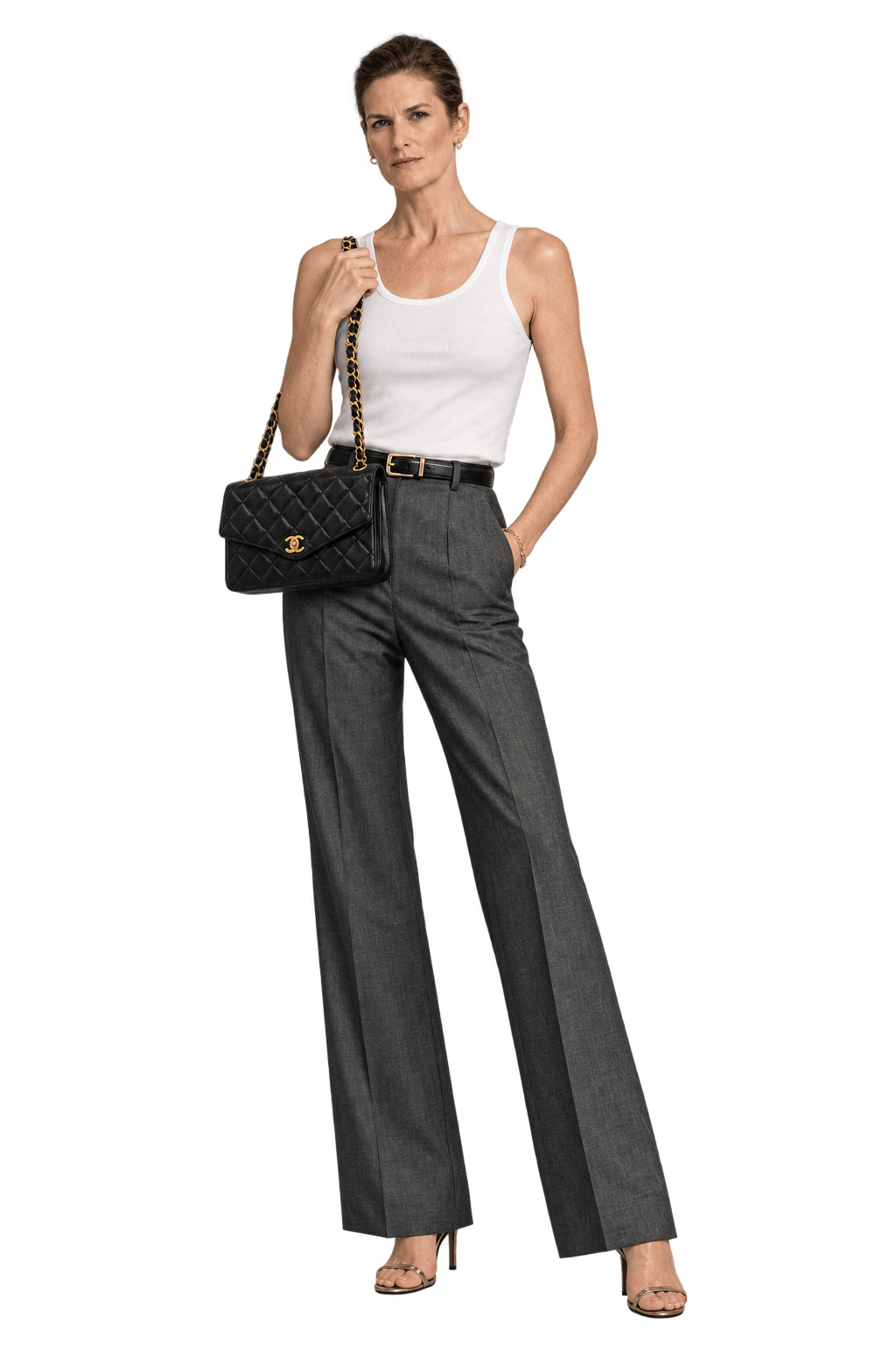 1990s Black Leather Shoulder Bag - Model