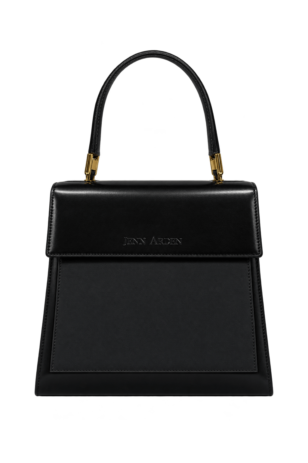 1980s Black Leather Handbag - Front View