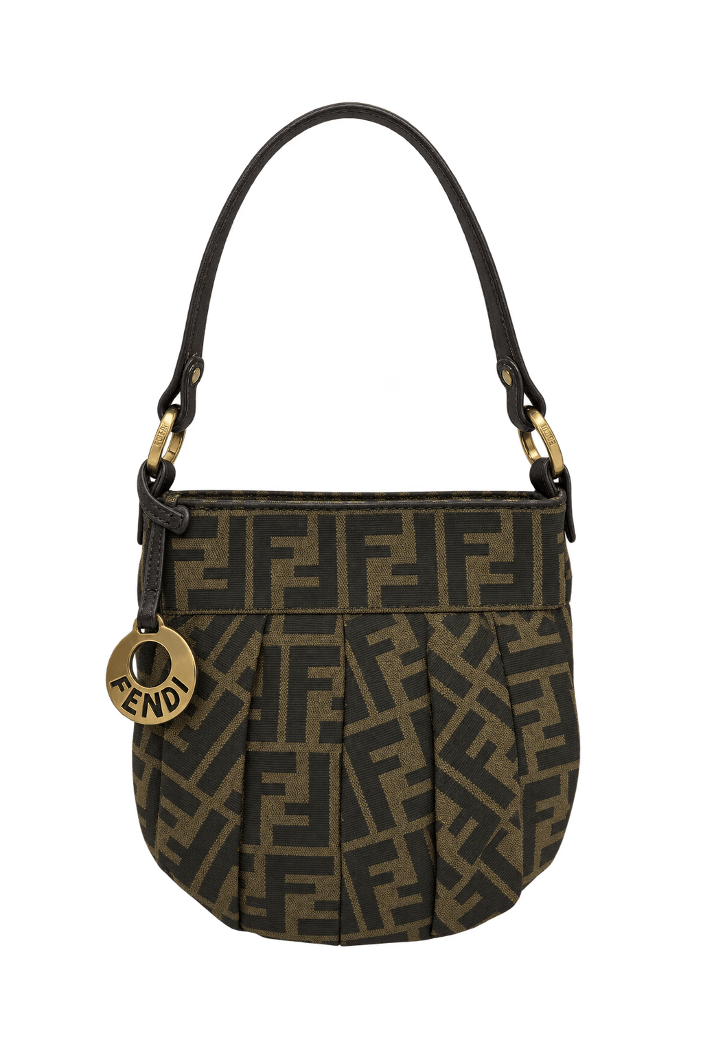 1990s Dark Brown Woven Jacquard Handbag - Front View