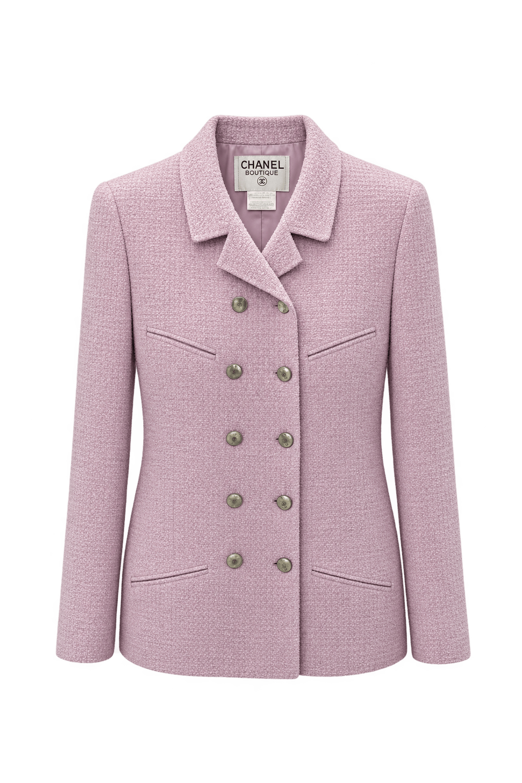 1990s Pale Lavender Pink Bouclé Blazer - Front View