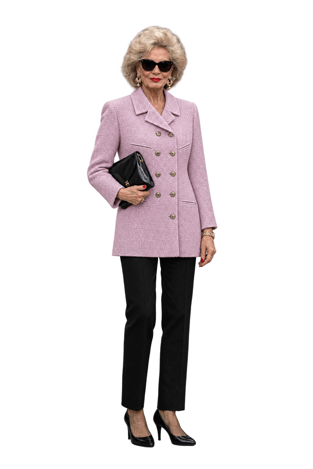 1990s Pale Lavender Pink Bouclé Blazer - Model