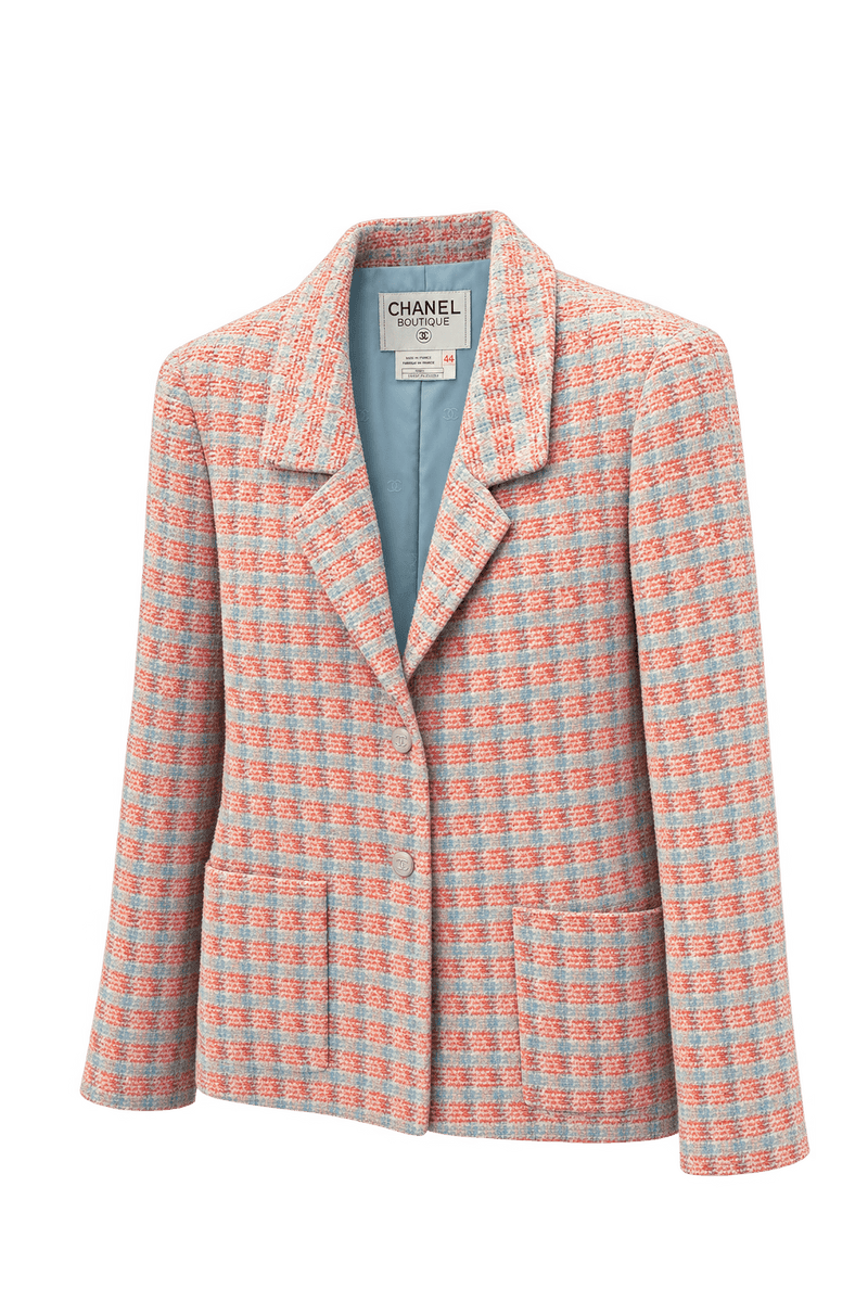 1990s Cream Tweed Blazer - Front View