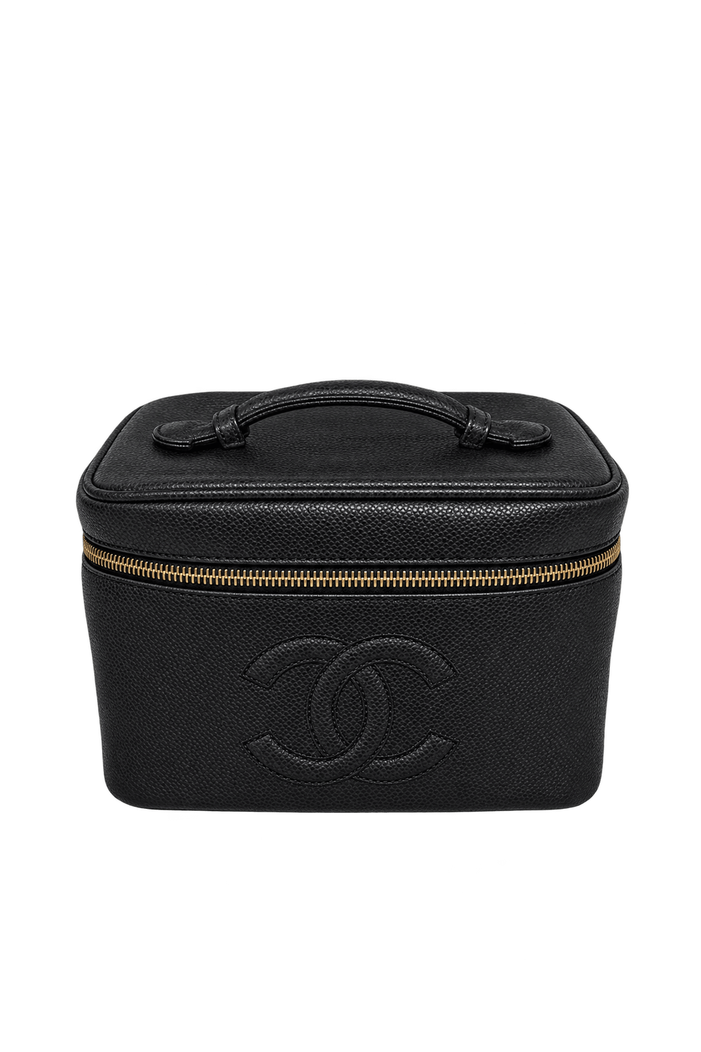 1990s Black Leather Vanity Case - Front View