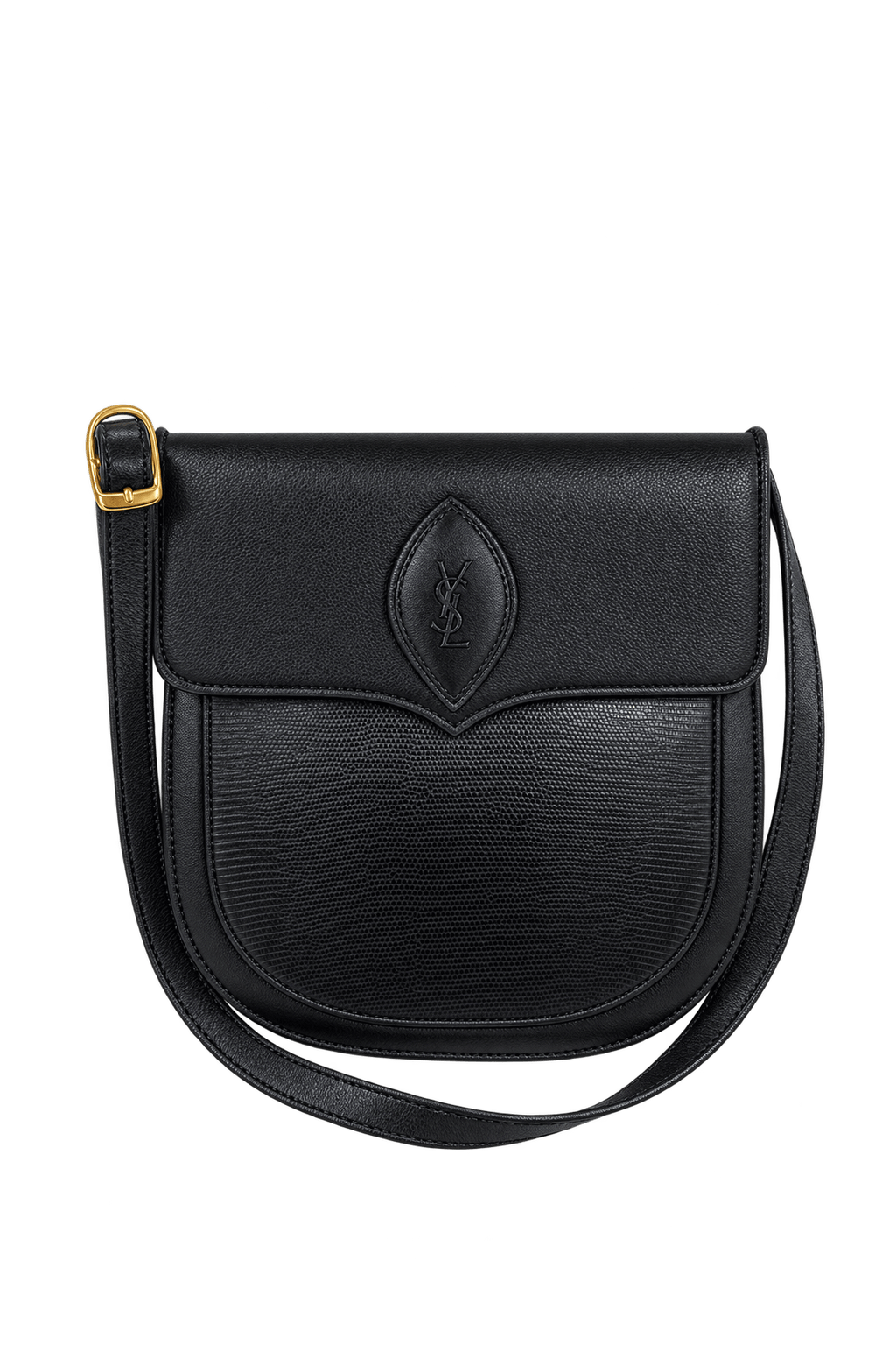 1990s Black Leather Shoulder Bag - Front View