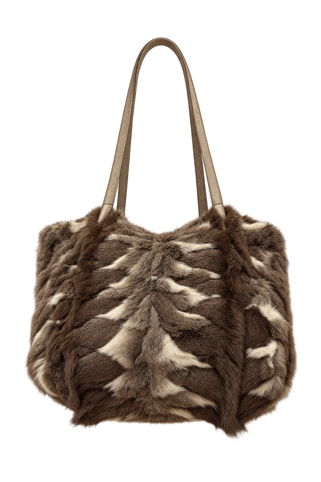 1990s Dark Brown Fur Tote Bag - Front View
