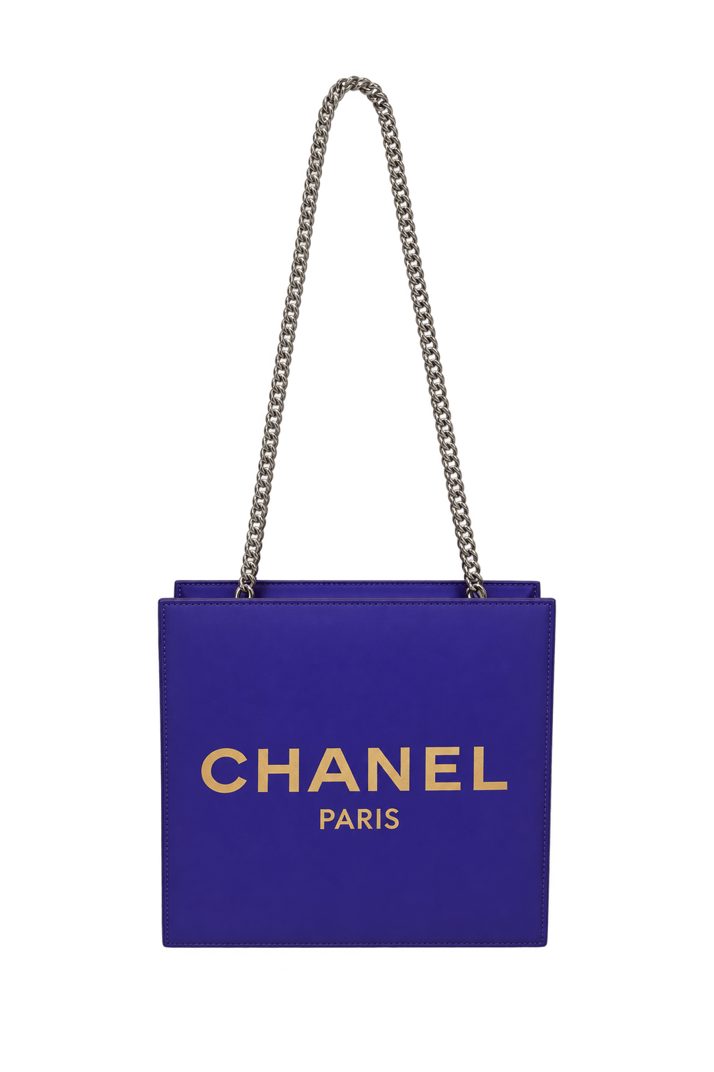 1990s Vivid Violet Purple Coated Shoulder Bag - Front View