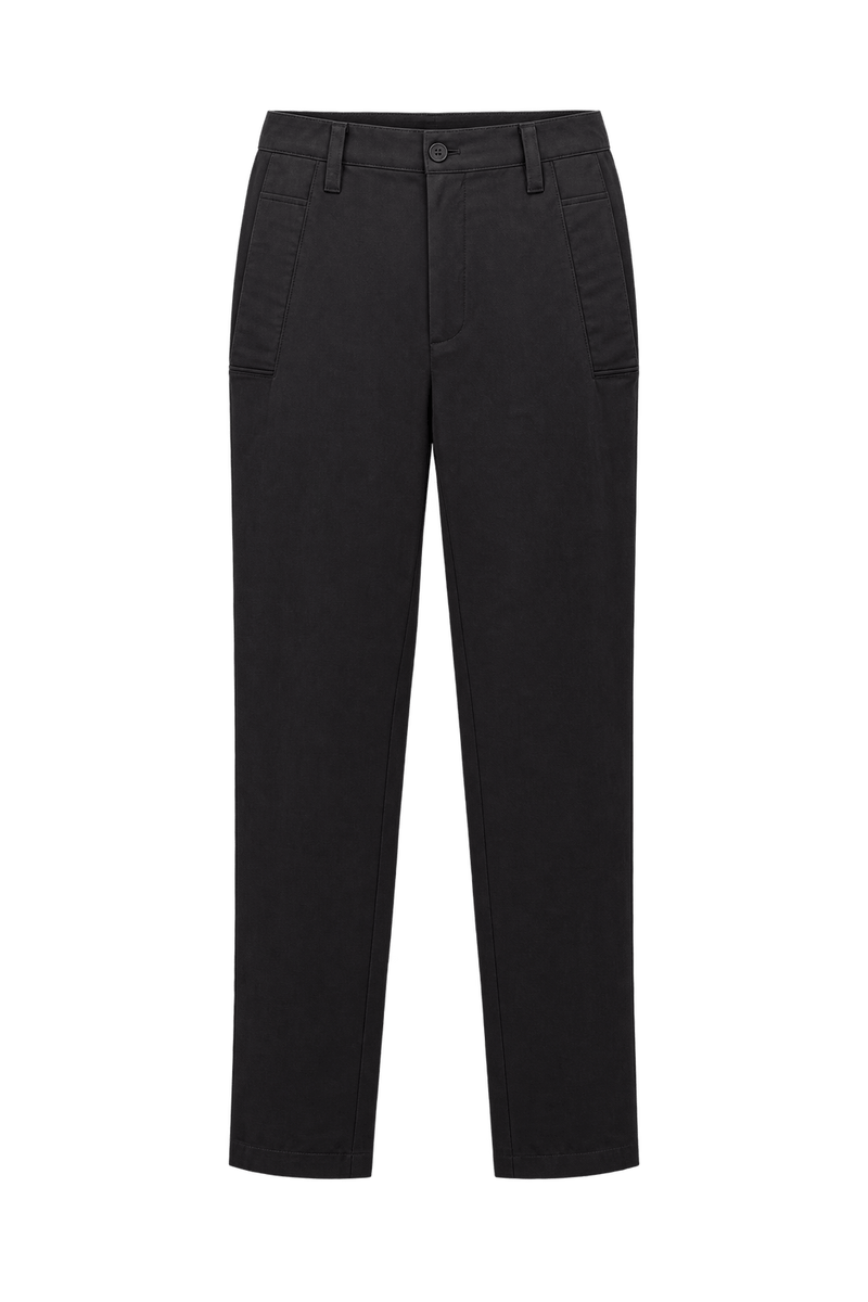 1990s Dark Chocolate Brown Cotton-Blend Trousers - Front View