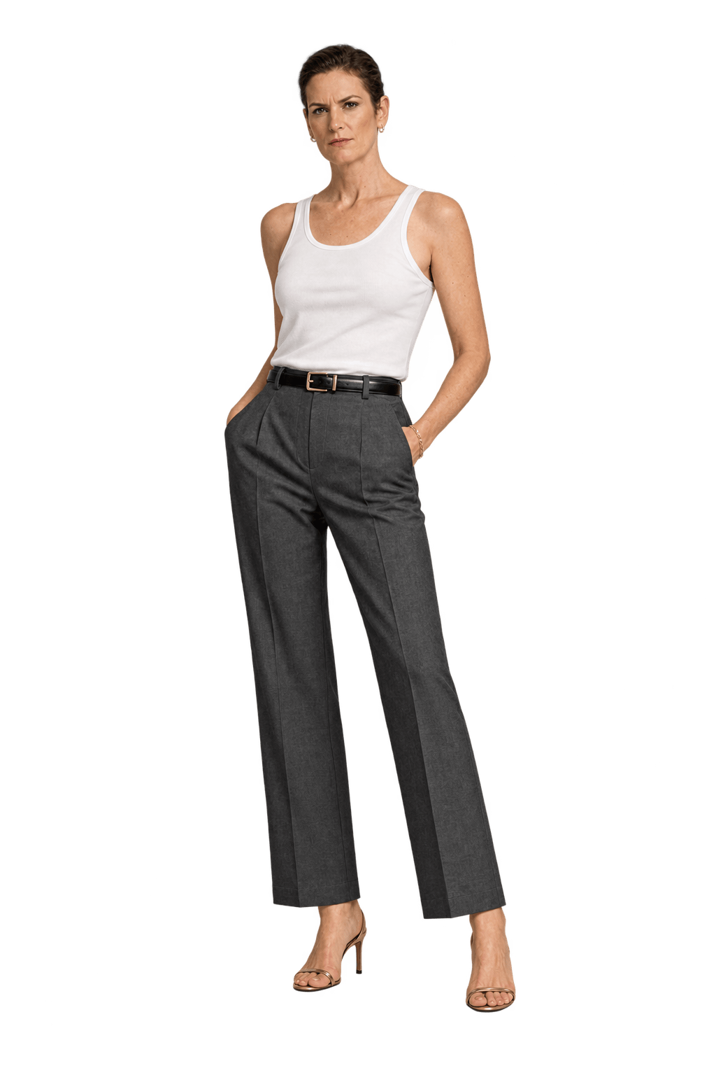 1990s Dark Chocolate Brown Cotton-Blend Trousers - Model