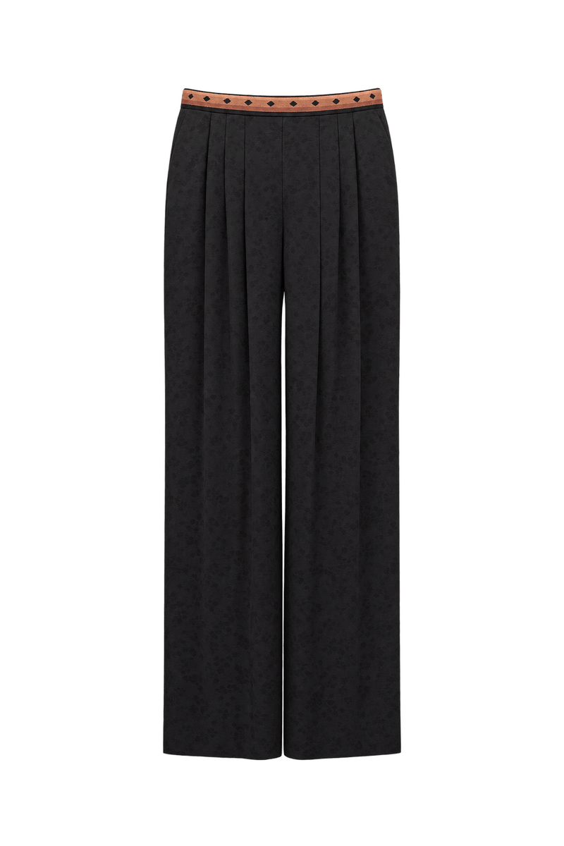 1990s Black Soft Fluid Wide-Leg Pants - Front View