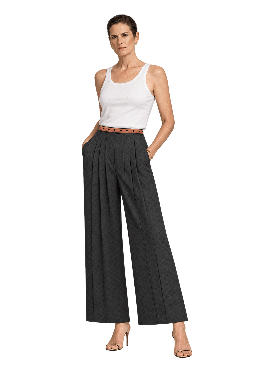 1990s Black Soft Fluid Wide-Leg Pants - Model