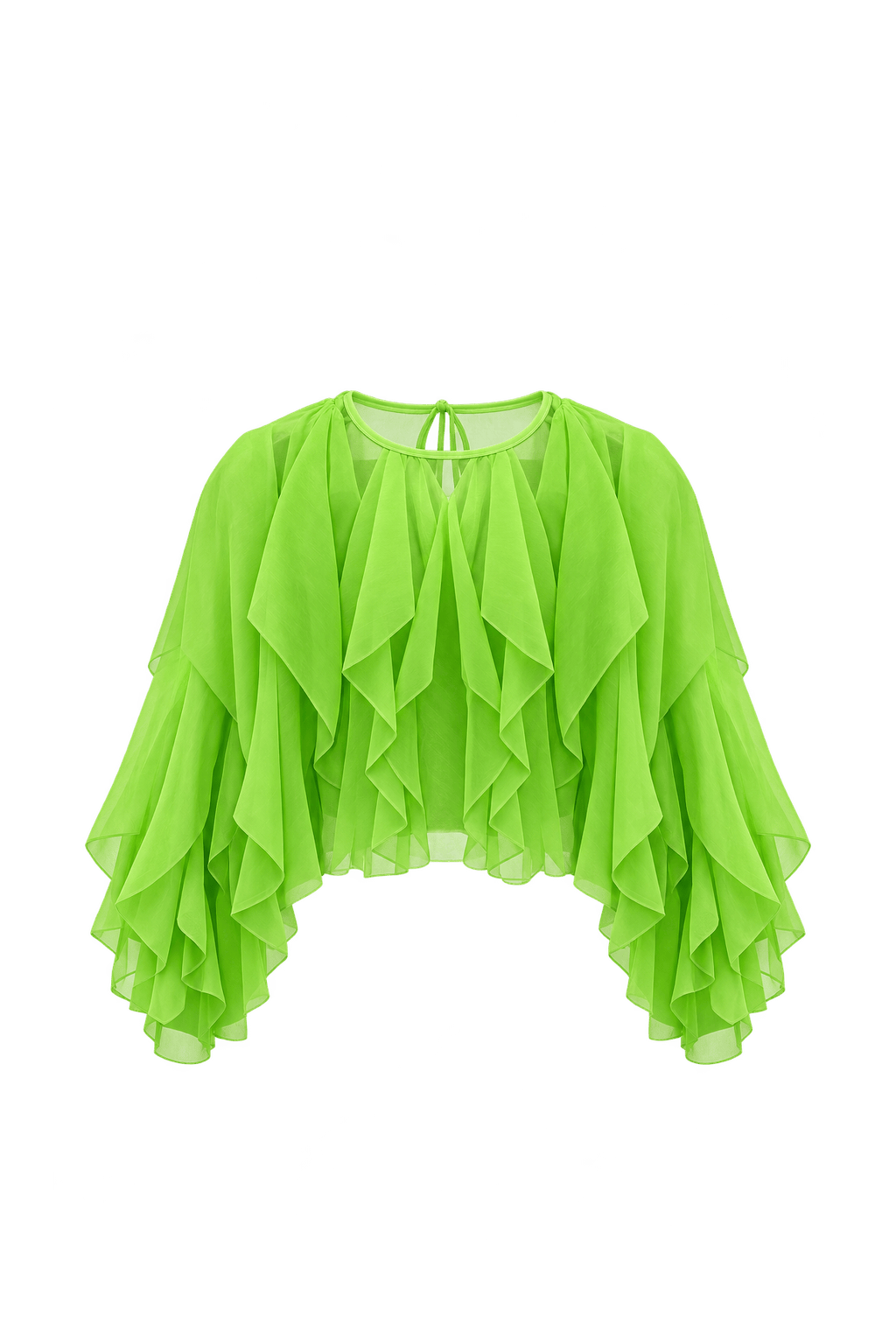1990s Neon Lime Green Sheer Crop Top - Front View
