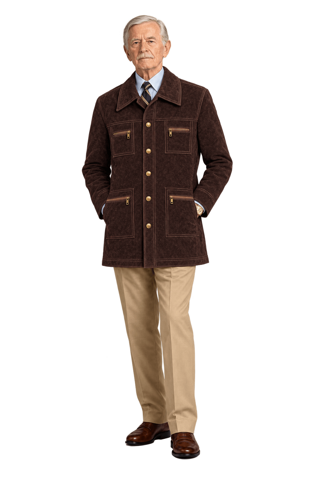 1960s Dark Chocolate Brown Suede Jacket - Model