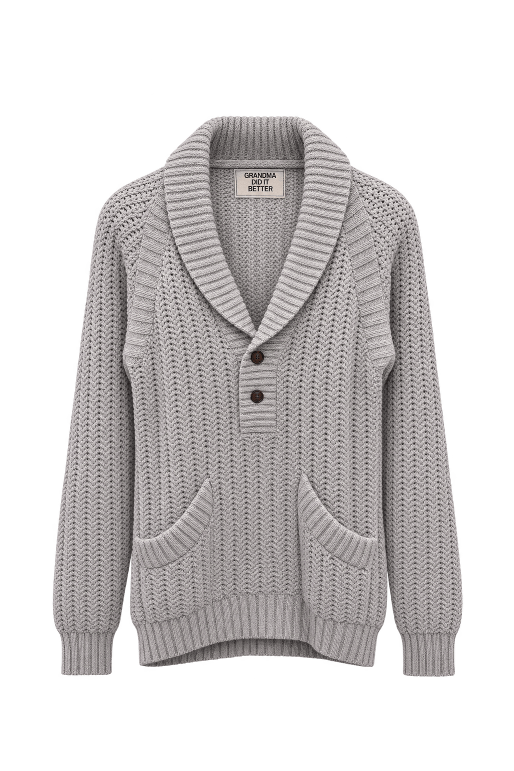 1980s Light Heather Grey Knit Sweater - Front View