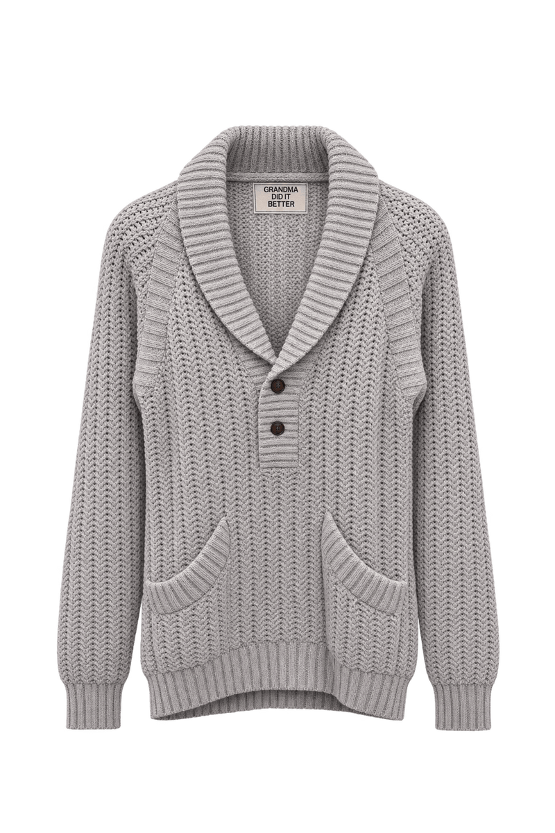 1980s Light Heather Grey Knit Sweater - Front View