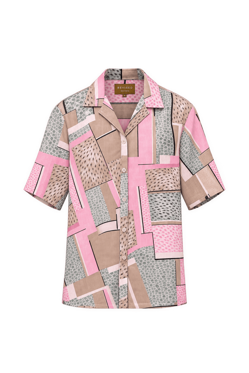 1980s Dusty Pink Unknown Button-Down Shirt - Front View