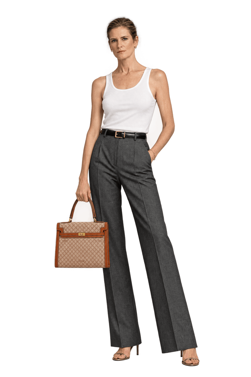 1990s Beige Coated Canvas Handbag - Model