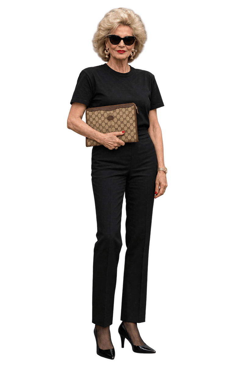 1980s Beige Coated Canvas Clutch Bag - Model