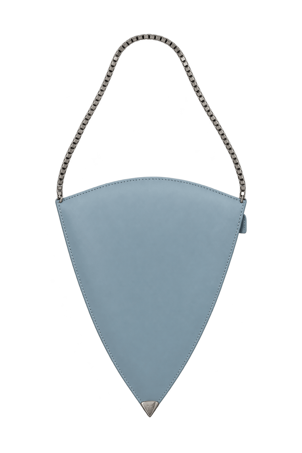 1990s Powder Blue Leather Shoulder Bag - Front View