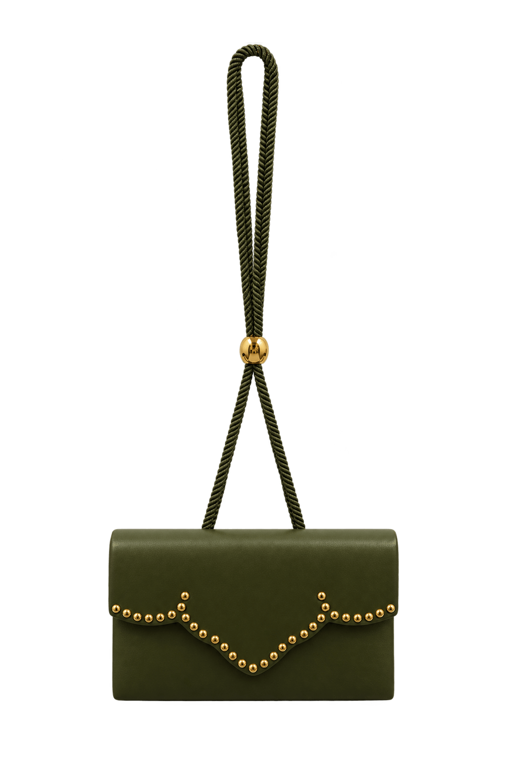 1970s Olive Green Leather Shoulder Bag - Front View