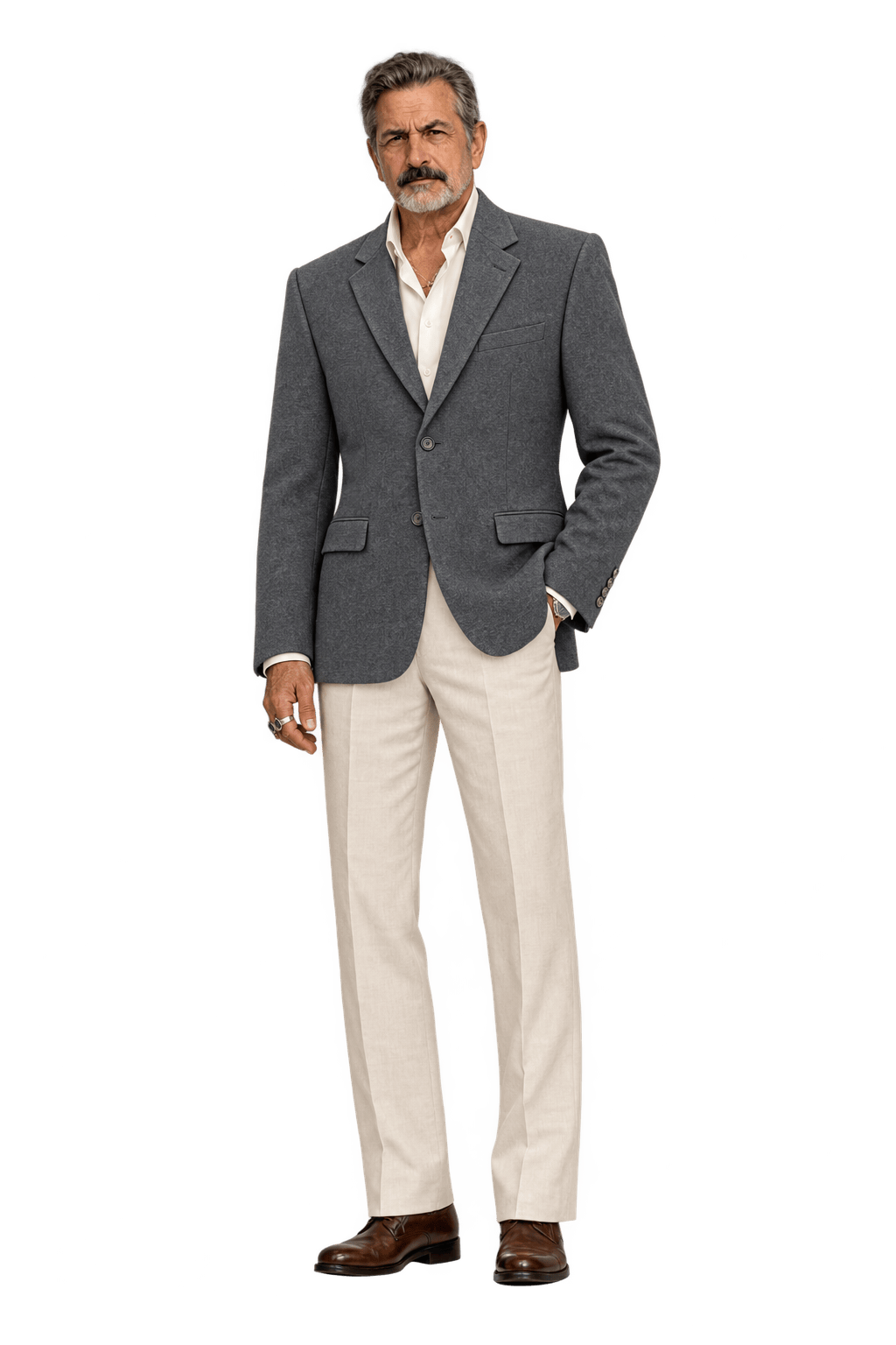 1980s Charcoal Grey Wool Blazer - Model