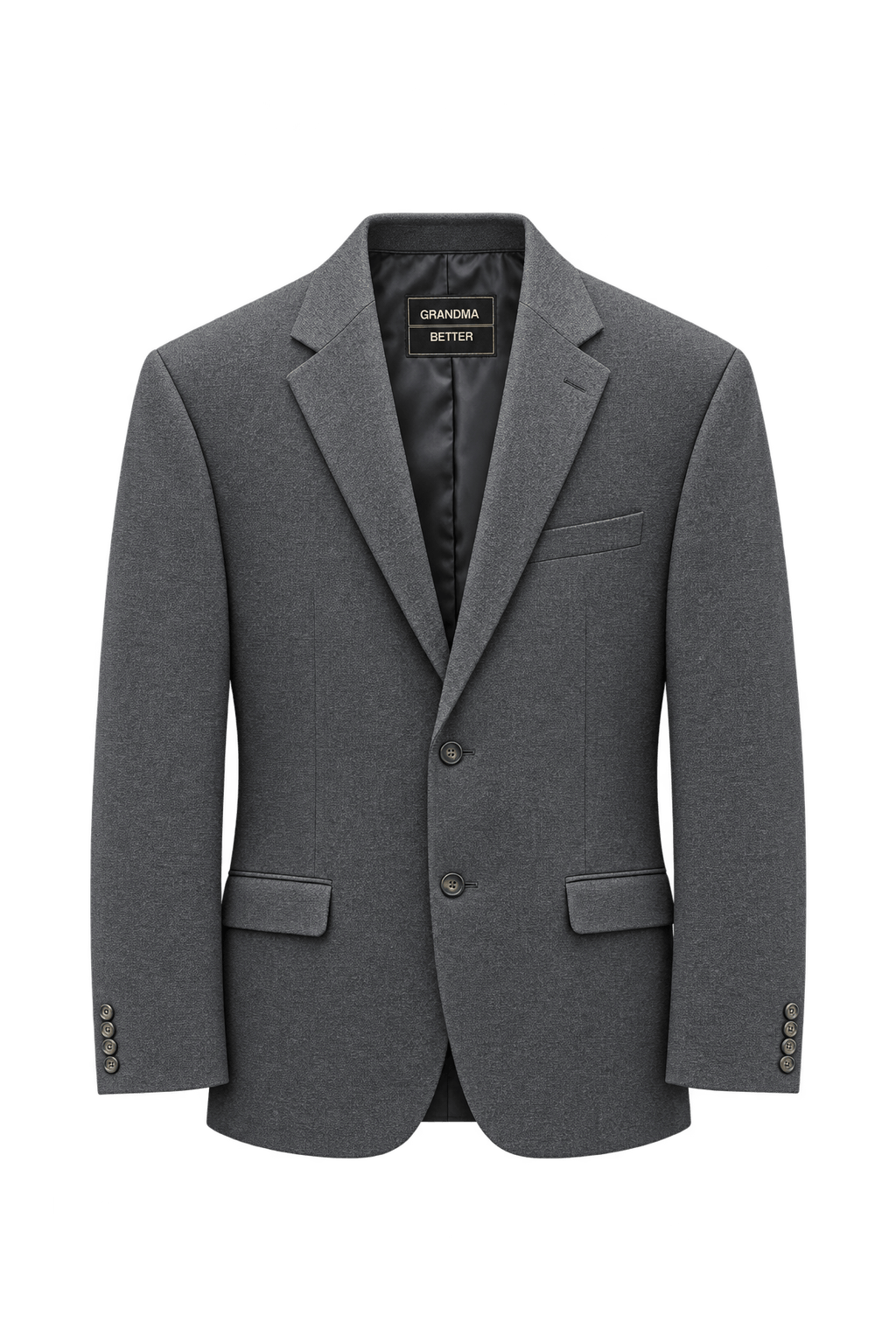 1980s Charcoal Grey Wool Blazer - Front View