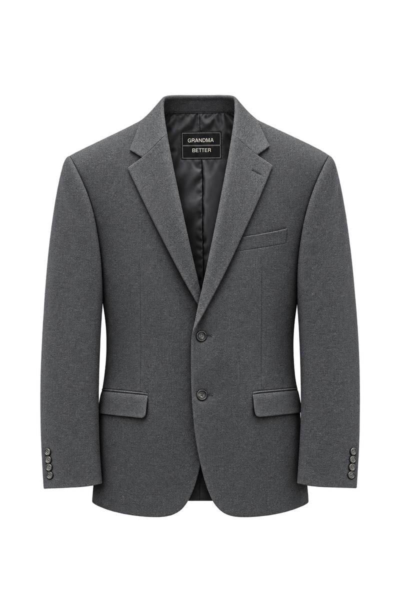 1980s Charcoal Grey Wool Blazer - Front View