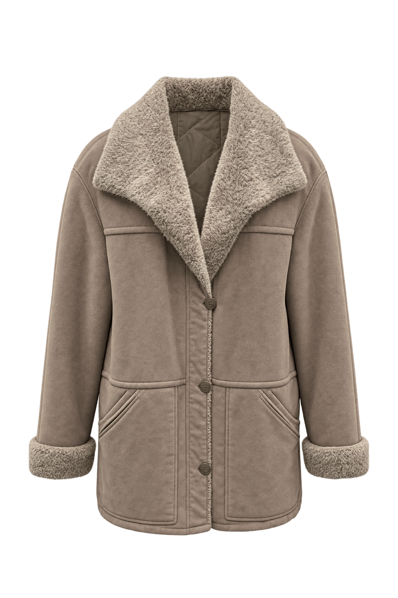 1970s Mushroom Taupe Suede Jacket - Front View