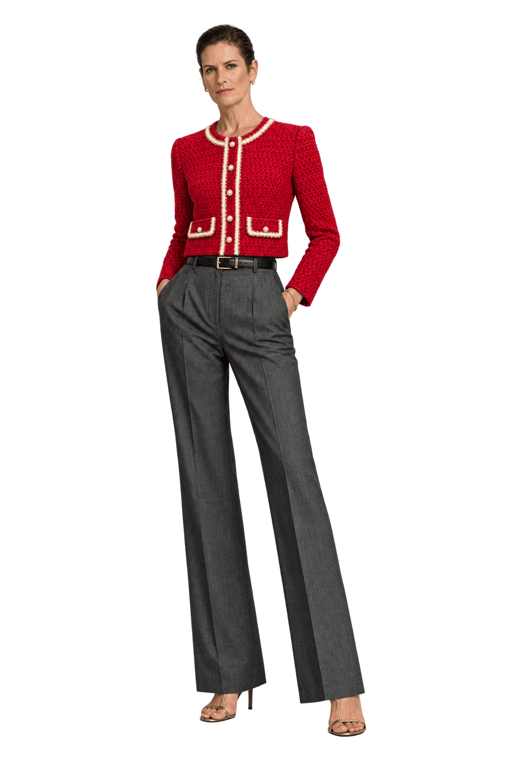 1990s Bright Crimson Red Unverified Textile Jacket - Model