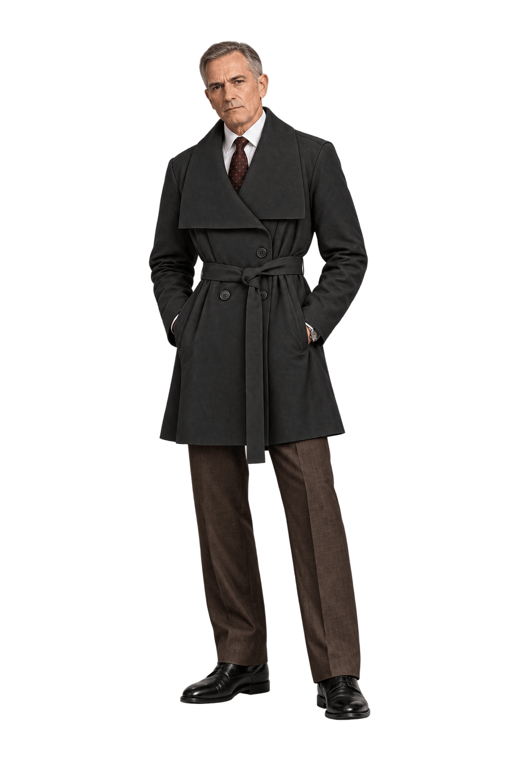 1990s Black Cotton-blend Trench Coat - Model