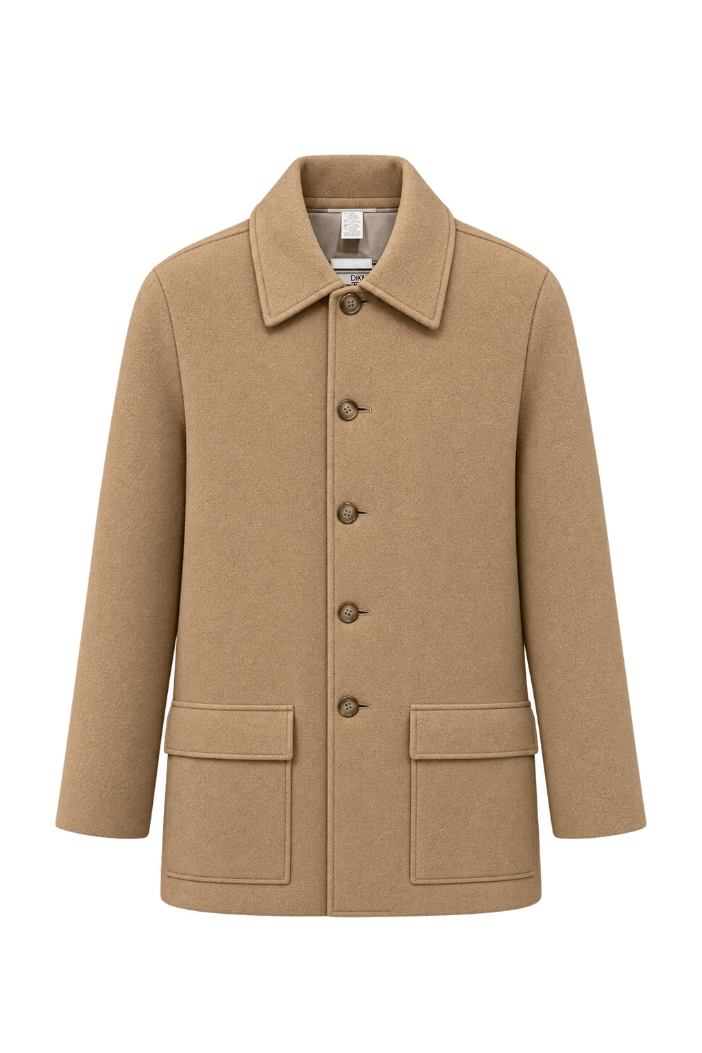 1990s Camel Tan Wool Coat - Front View