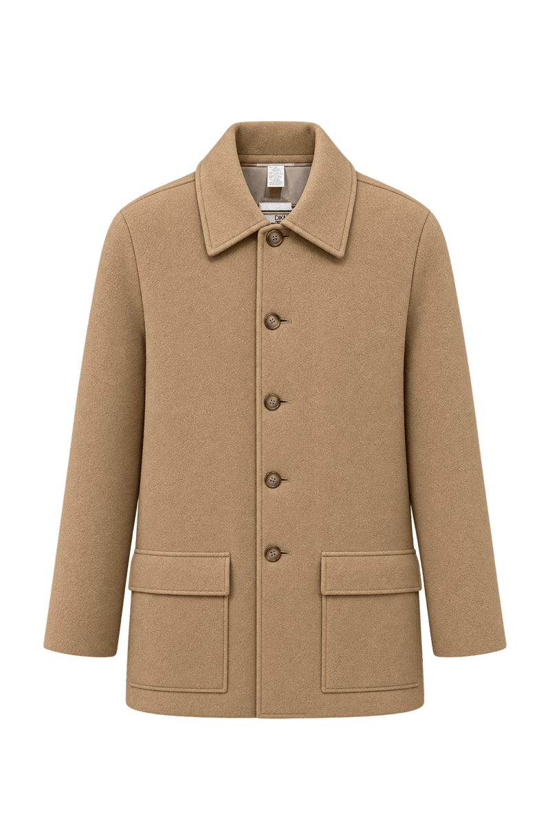 1990s Camel Tan Wool Coat - Front View
