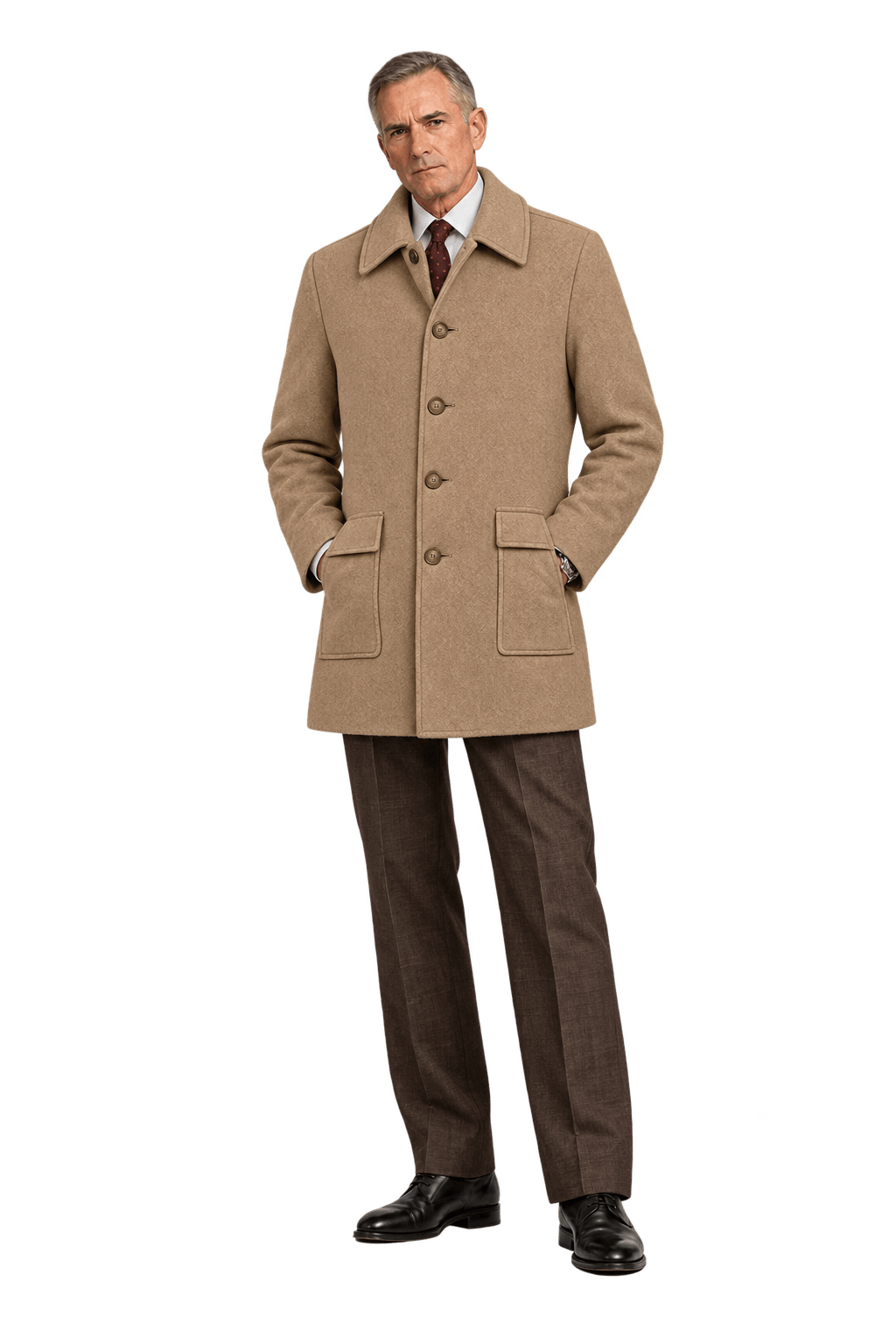 1990s Camel Tan Wool Coat - Model