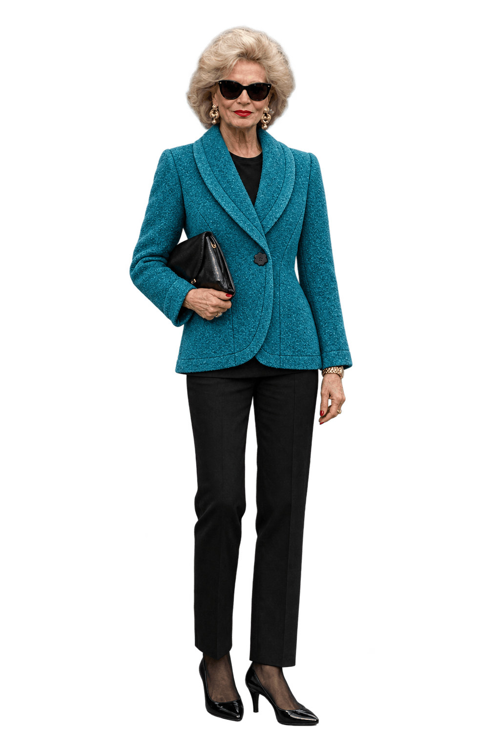 1980s Teal Blue Wool Jacket - Model