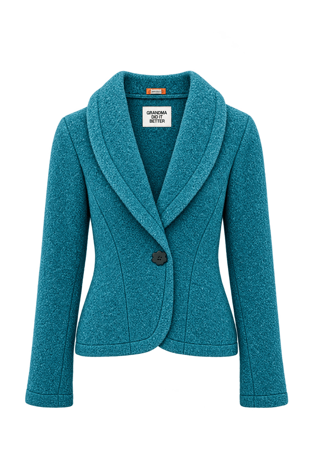 1980s Teal Blue Wool Jacket - Front View