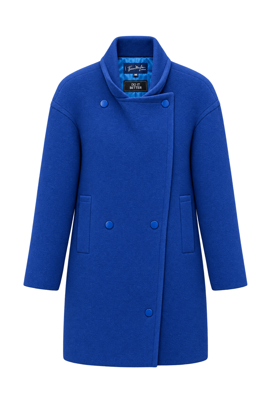 1990s Cobalt Blue Wool Coat - Front View
