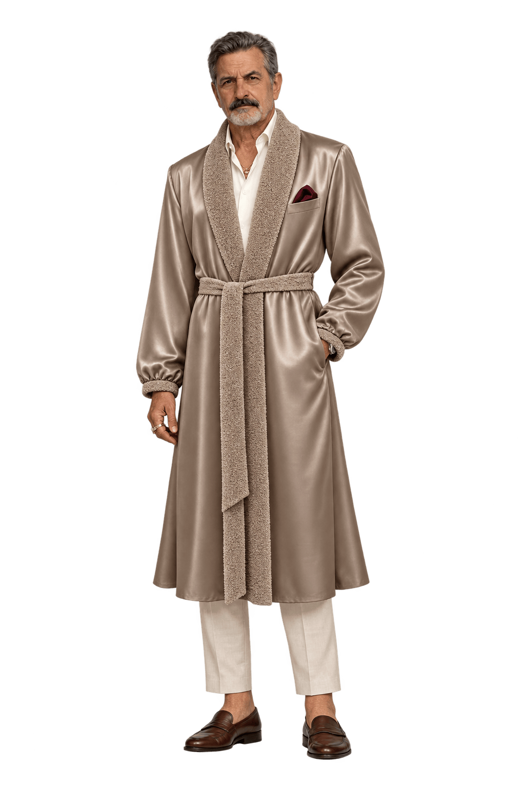 1980s Champagne Bronze Satin Coat - Model