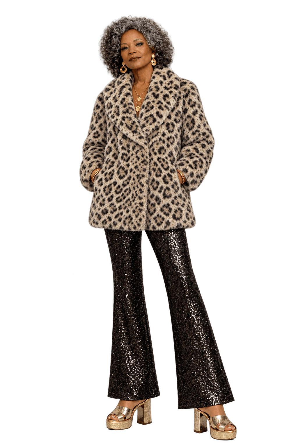 1980s Tan Beige Faux Fur Fur Coat - Model