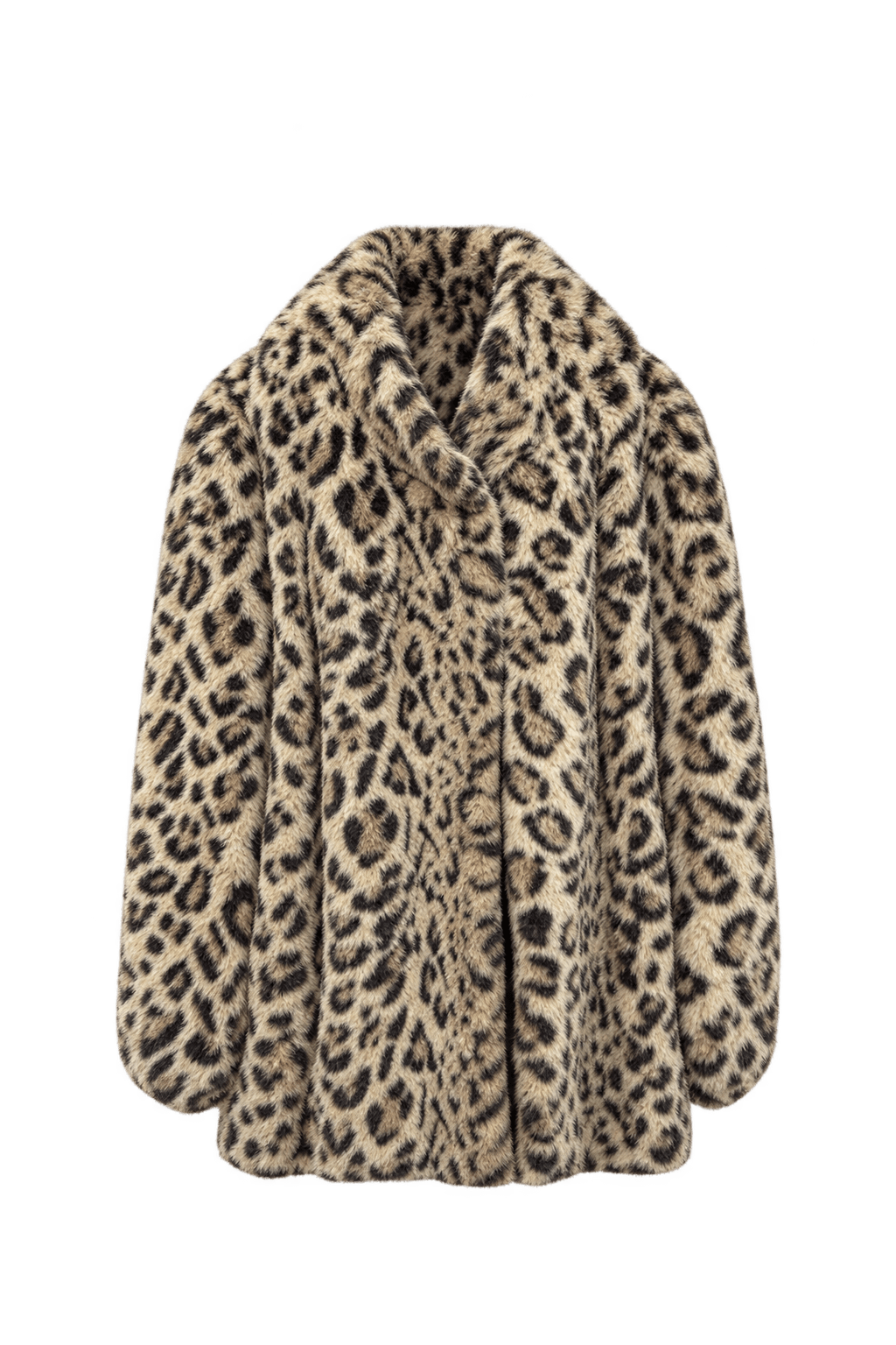 1980s Tan Beige Faux Fur Fur Coat - Front View