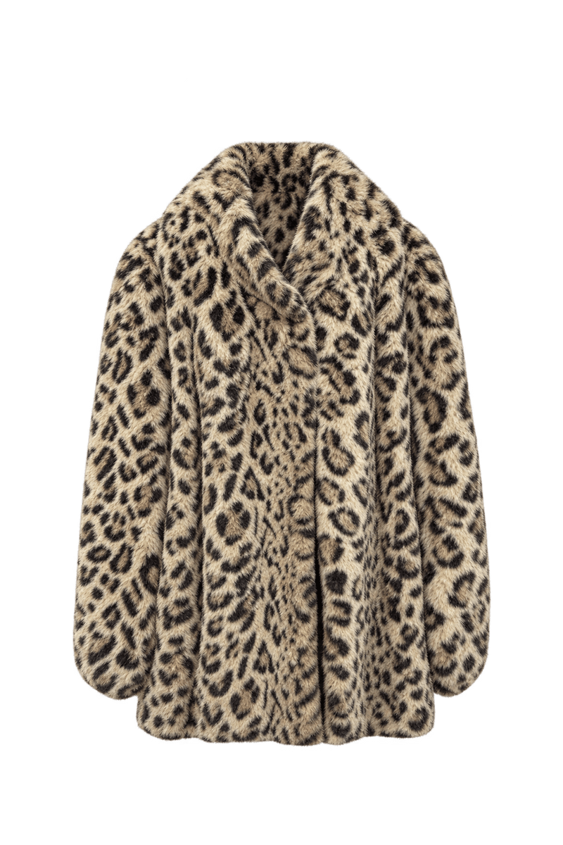 1980s Tan Beige Faux Fur Fur Coat - Front View