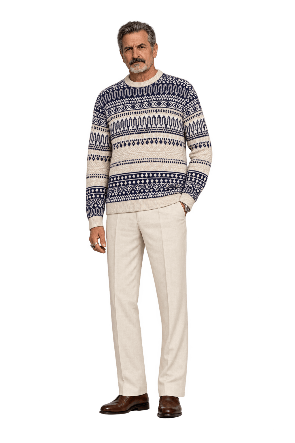 1980s Cream Knit Sweater - Model