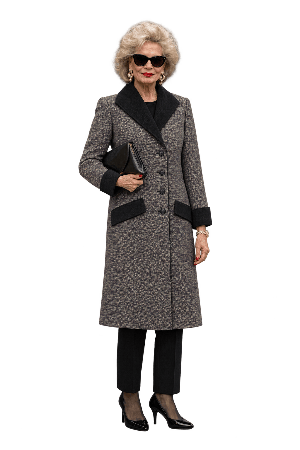 1980s Charcoal Grey Wool Coat - Model