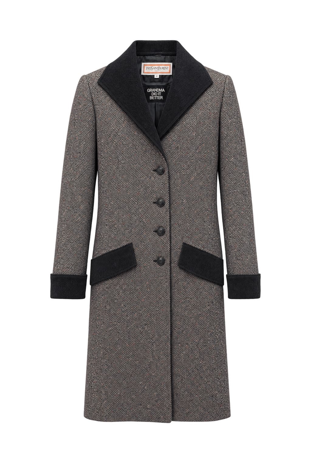 1980s Charcoal Grey Wool Coat - Front View