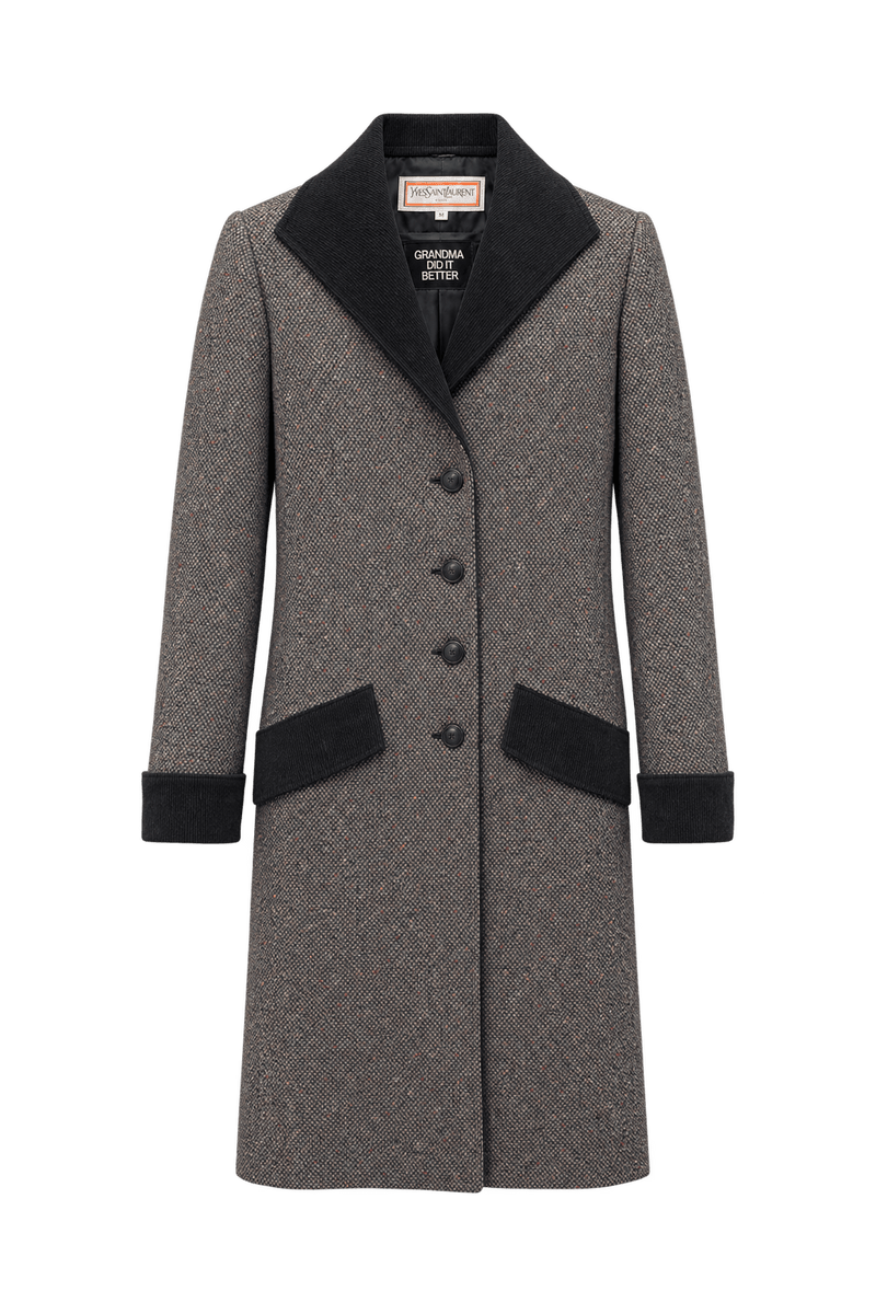 1980s Charcoal Grey Wool Coat - Front View