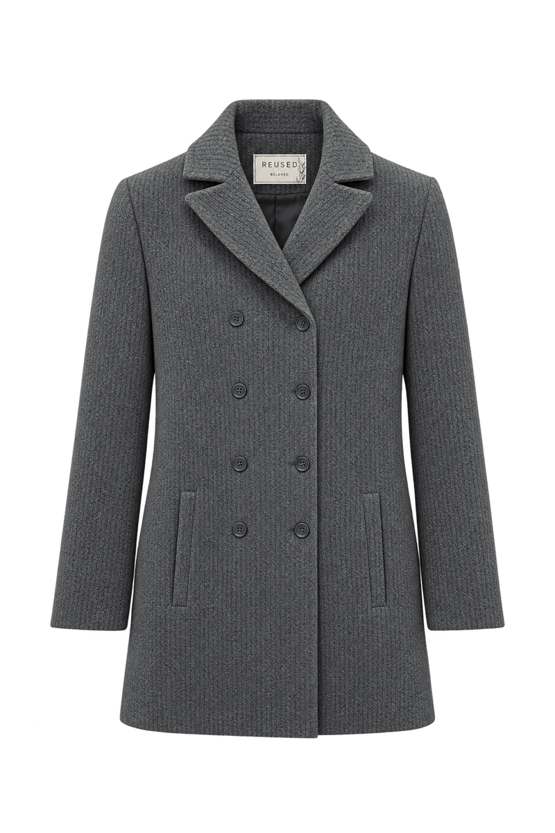 1980s Charcoal Grey Wool Blazer - Front View