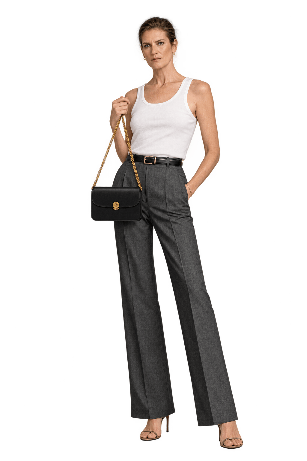 1990s Black Leather-like Shoulder Bag - Model