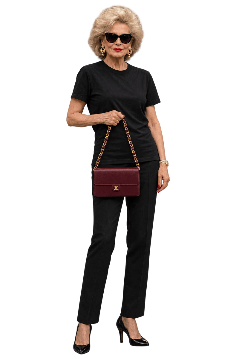 1990s Deep Burgundy Leather Shoulder Bag - Model