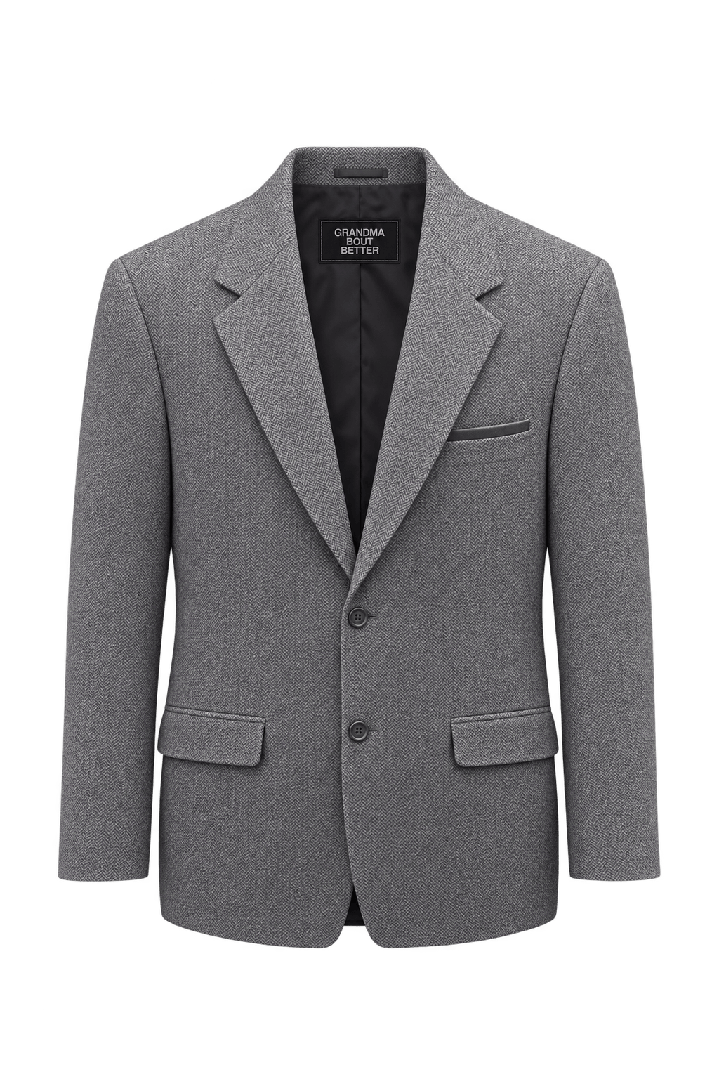 1990s Charcoal Grey Wool Blazer - Front View