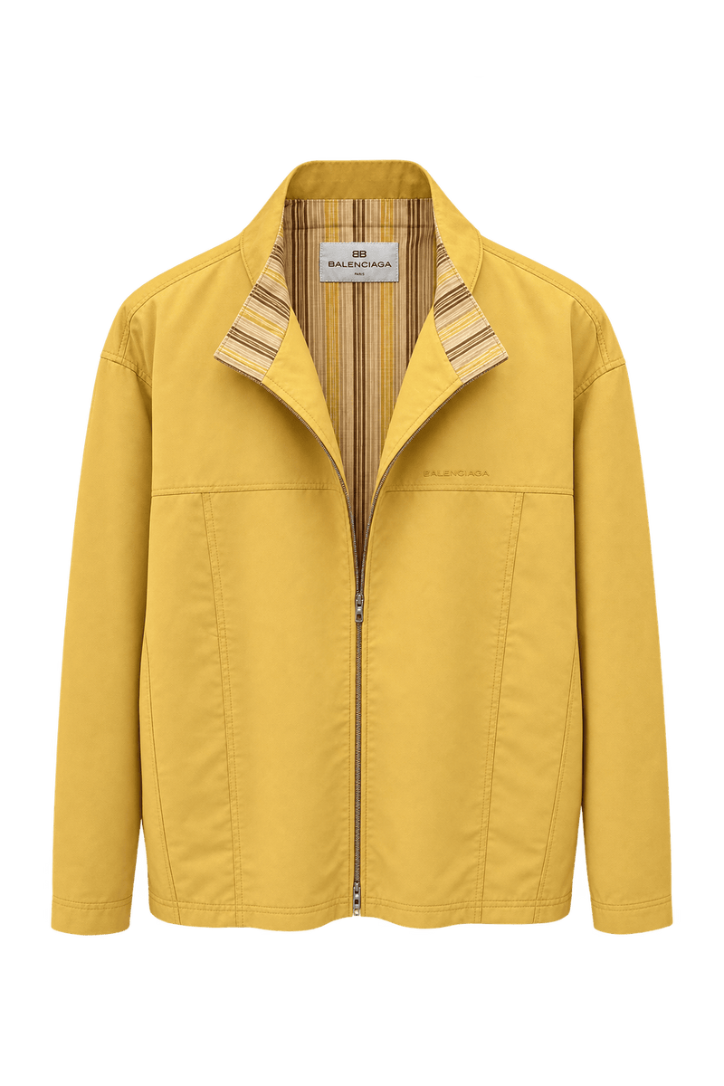 1980s Golden Yellow Unverified Woven Fabric Jacket - Front View