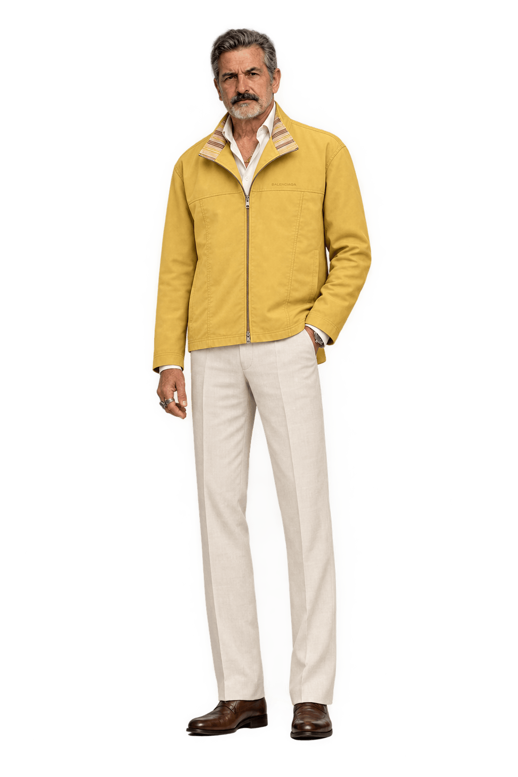 1980s Golden Yellow Unverified Woven Fabric Jacket - Model