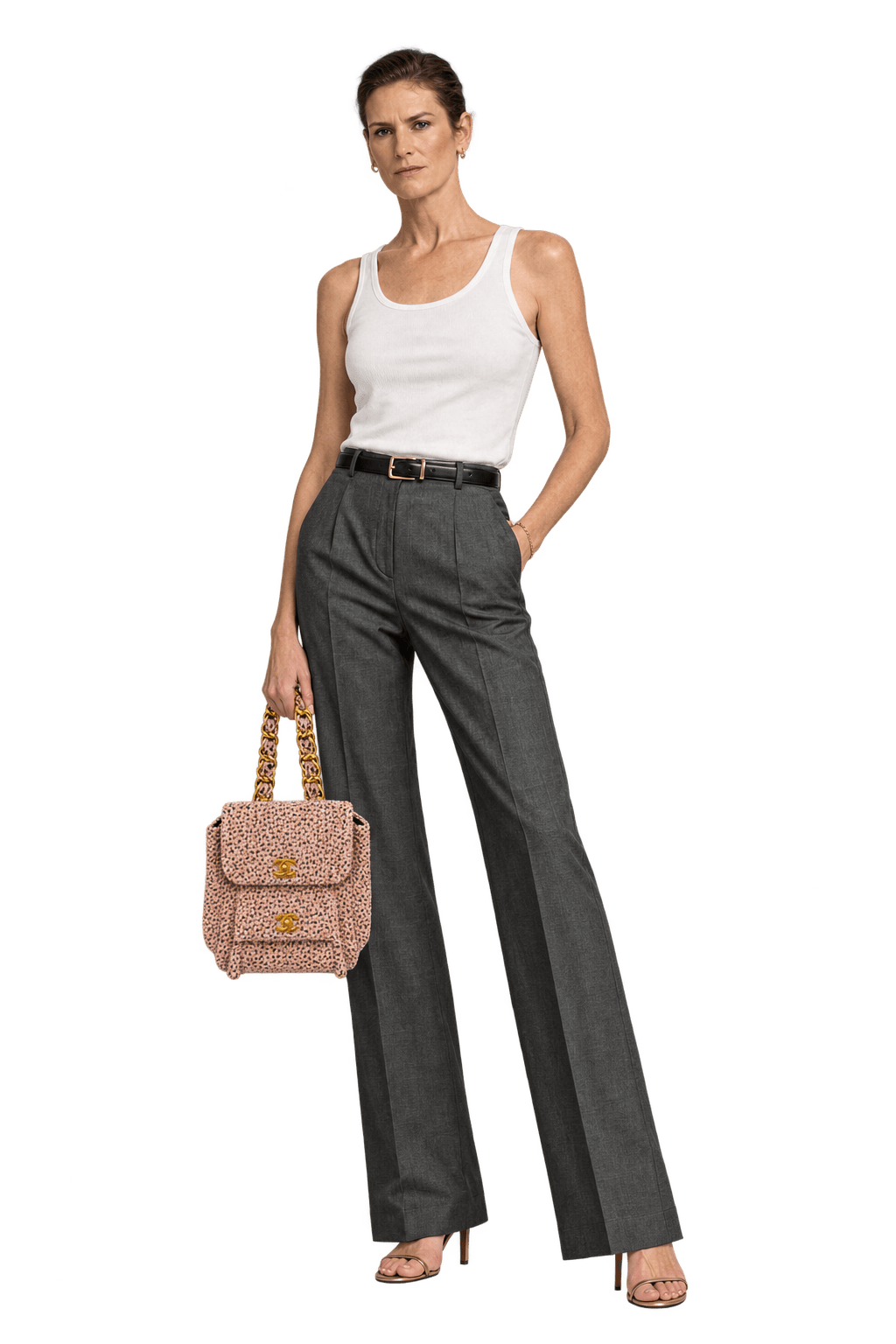 1990s Mauve Pink Bouclé Tweed Shoulder Bag - Model